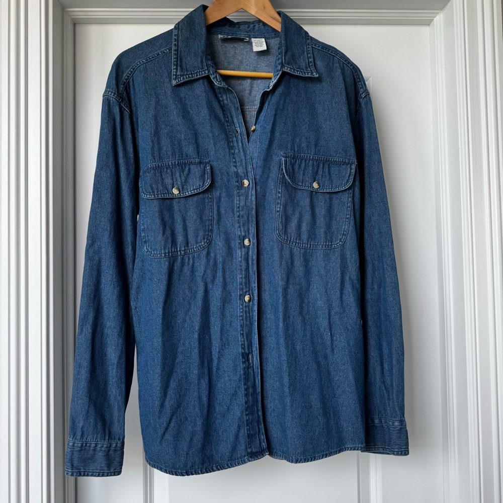 Vintage Denim Shirt Rooster Embroidered Cottagecore Farm Western Folk S/M - Picture 2 of 8